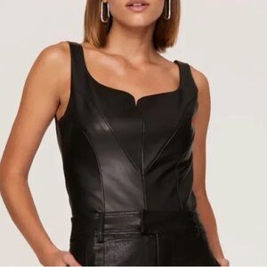 OSMAN Black faux Leather bustier top